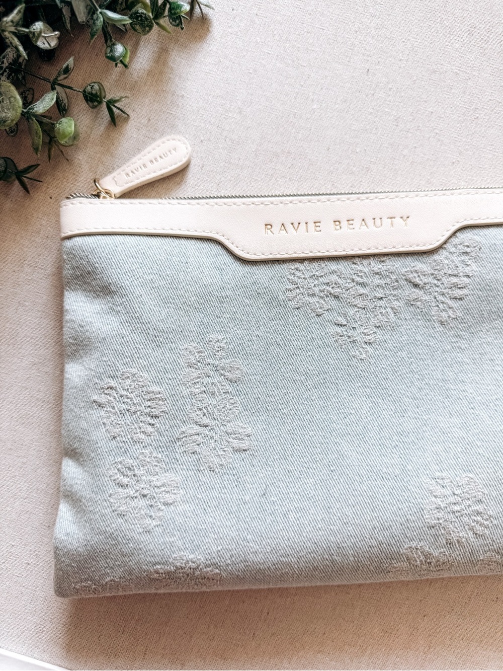 Ravie Beauty Floral Denim Makeup Bag Cosmetic Pouch - Picture 2 of 4